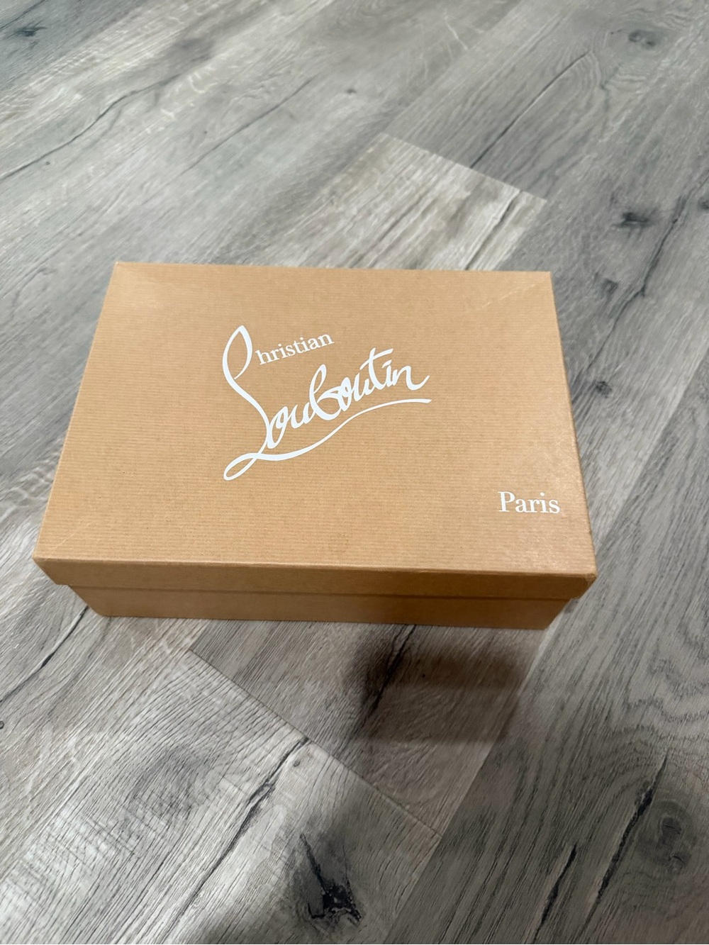 Christian Louboutin Tan and White Logo Shoe Box